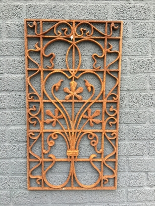 Cast iron door-window grille, wall ornament, beautiful wrought iron piece!